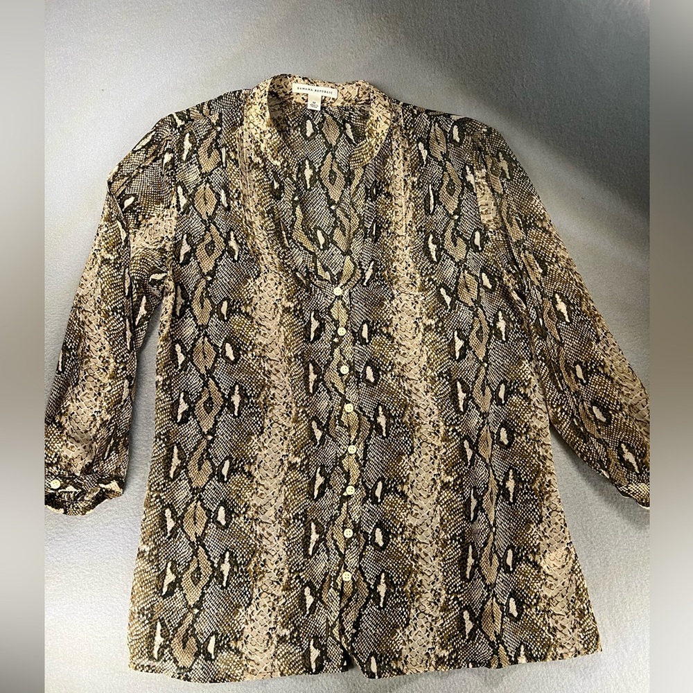 Banana Republic Sheer Snake Print Blouse Bougie
